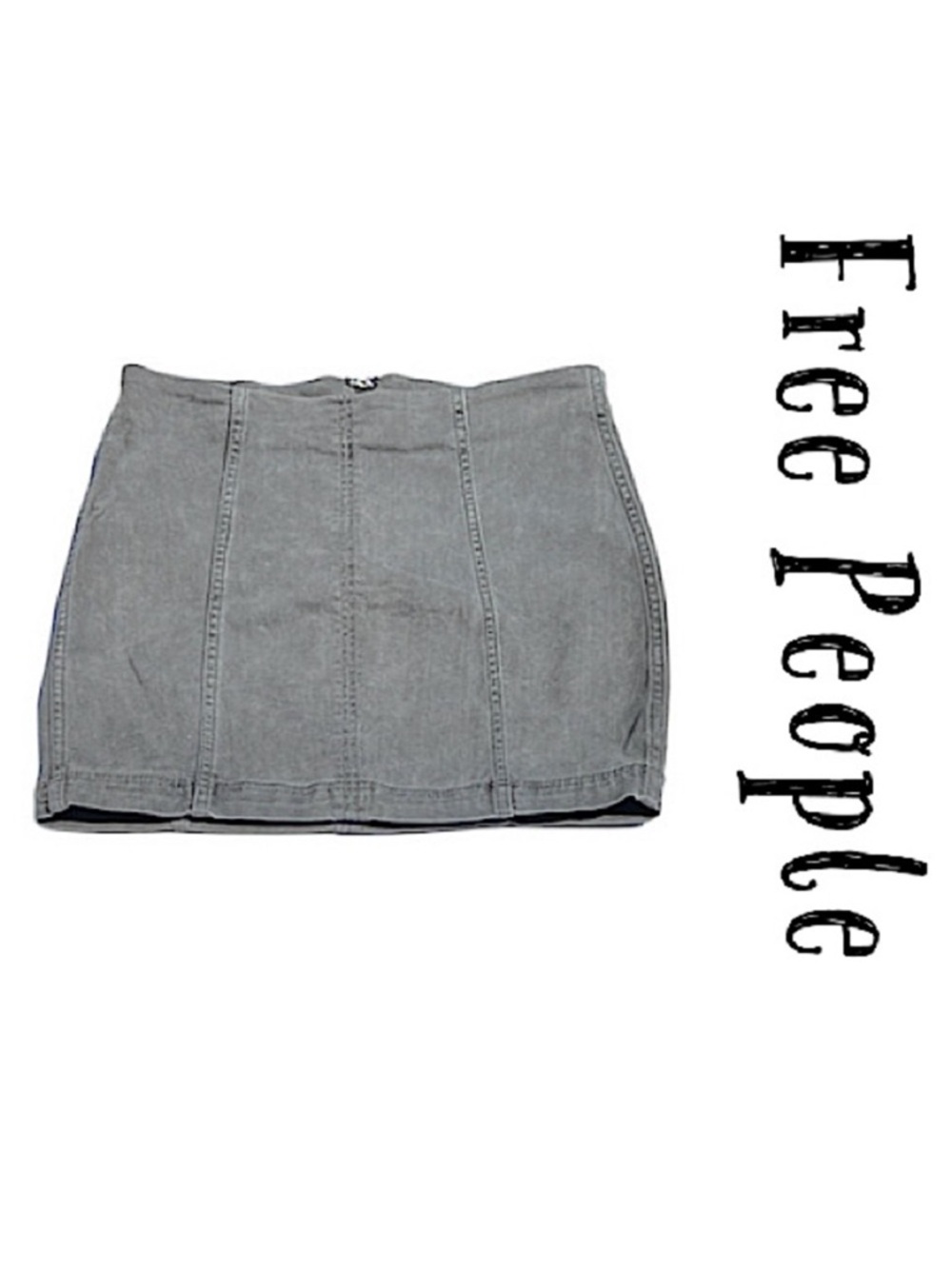 Free People Modern Femme Gray Stone Washed Y2K Denim Mini Skirt Size 4 EUC!